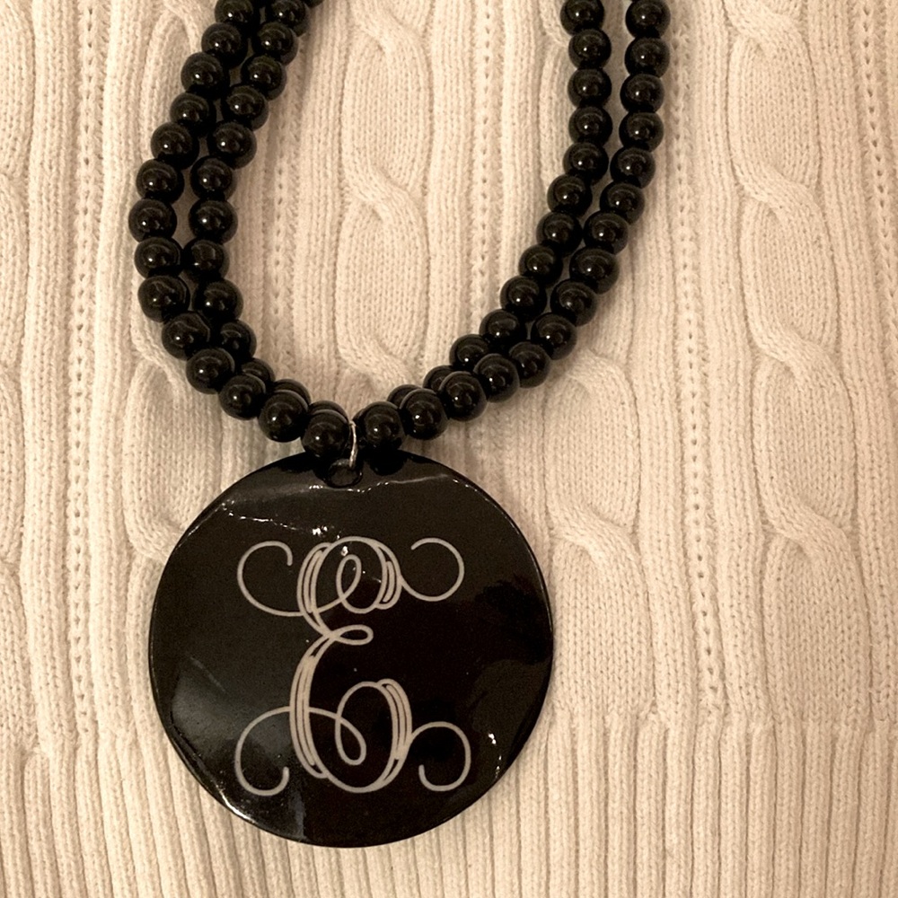 E Initial Double Strand Beaded Necklace